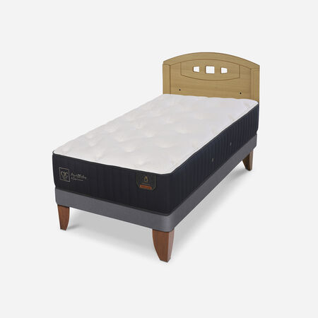Cama Europea 1,5 Plazas Premium + Respaldo Gales Mostaza
