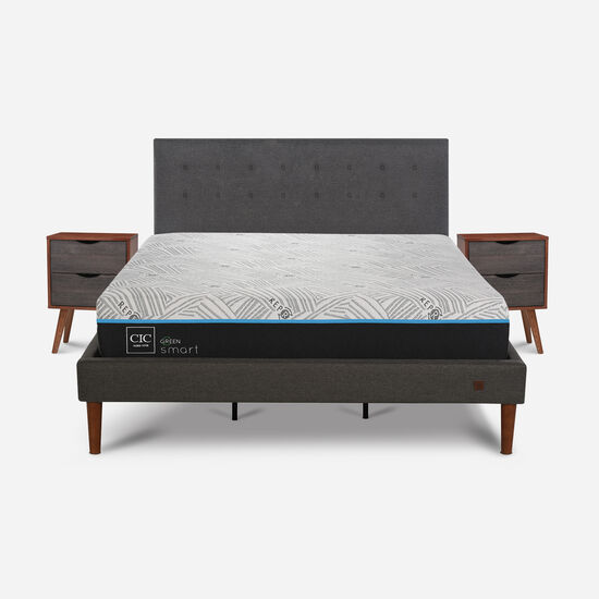 Cama Europea Curve King Smart Green + Set Éufrates