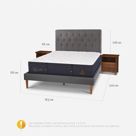 Cama Europea Curve 2 Plazas Grand Premium + Set Kavery