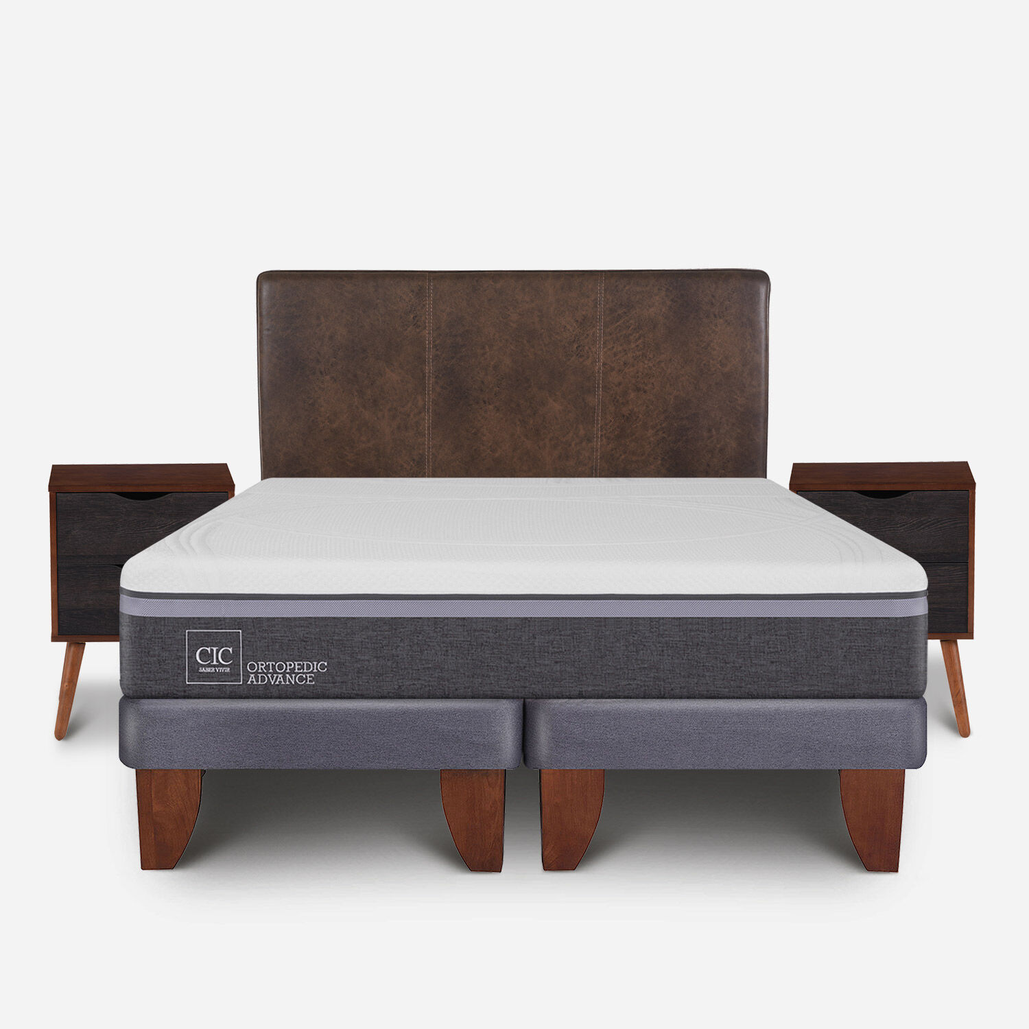 Cama Europea 2 Plazas Ortopedic Advance Base Dividida + Set Baker