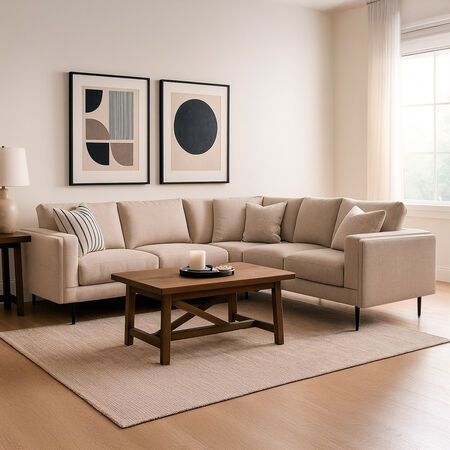 Sof&aacute; Seccional Esquinero Beige Mar&iacute;a Repreve