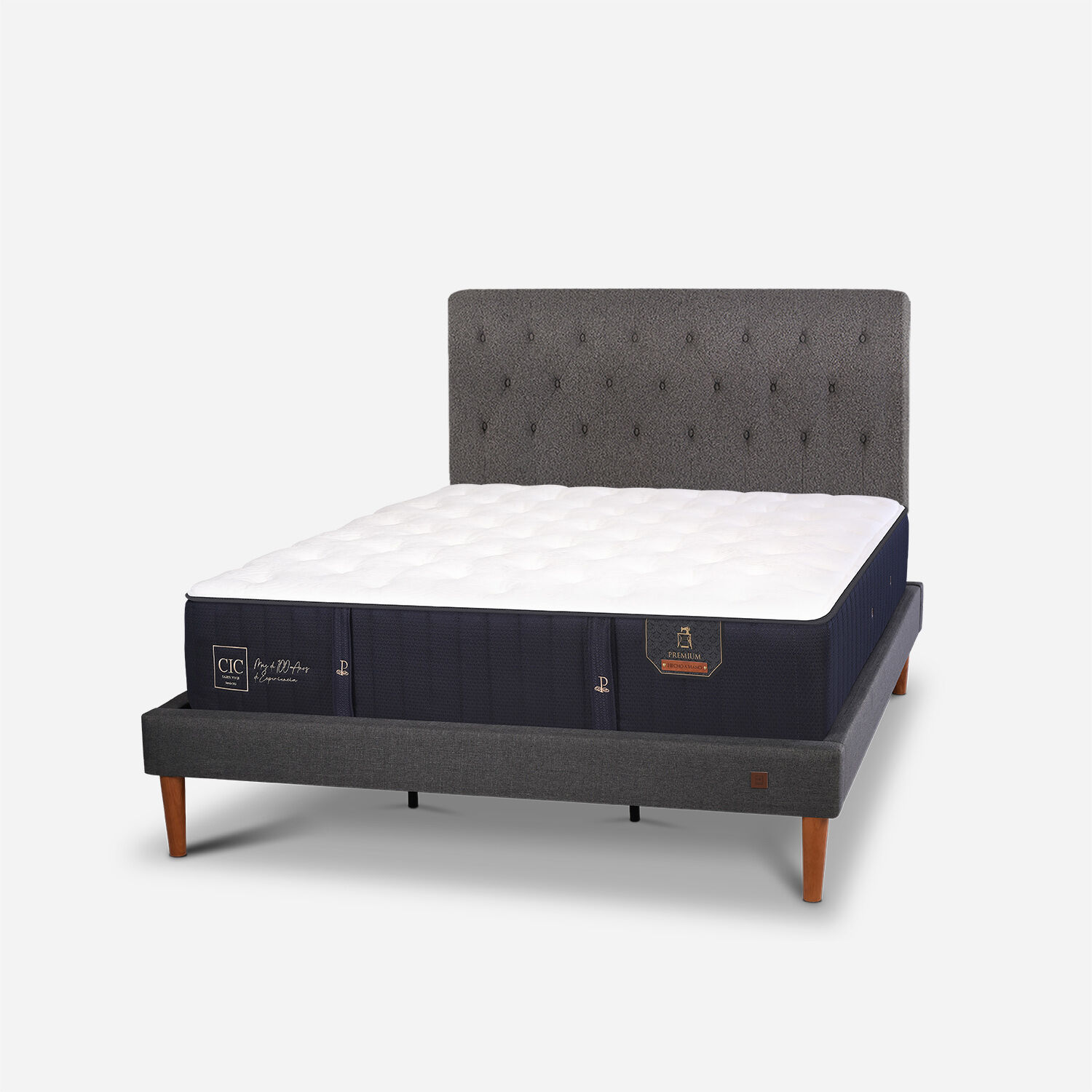 Cama Europea Curve King Premium + Respaldo Kavery