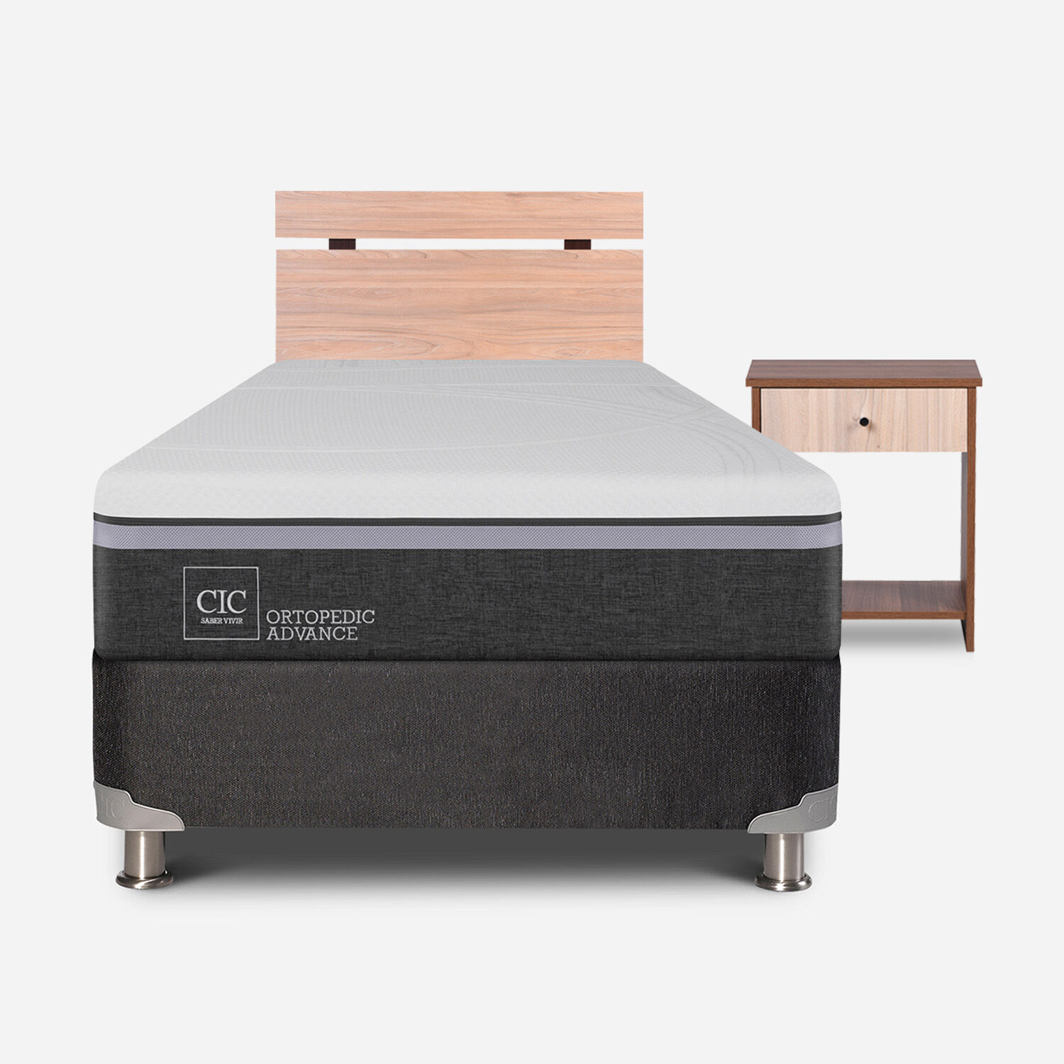 Box Spring 1,5 Plazas Ortopedic Advance 5 Zonas + Set Olmo