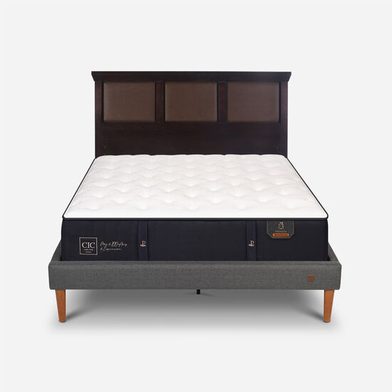 Cama Europea Curve 2 Plazas Premium + Respaldo New Torino Choc