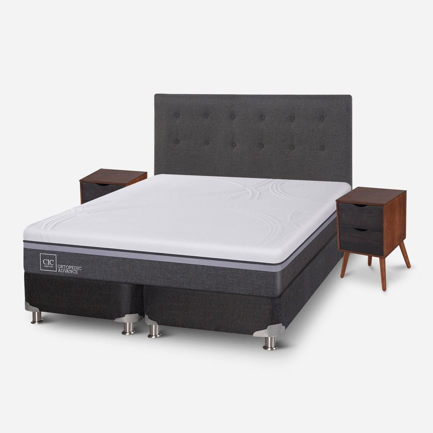 Box Spring 2 Plazas Ortopedic Advance Base Dividida 5 Zonas + Set Éufrates
