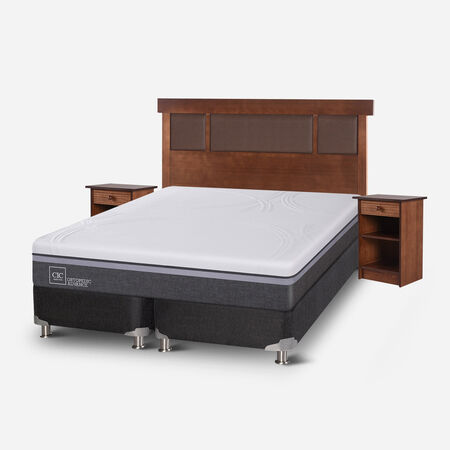 Box Spring 2 Plazas Ortopedic Advance Base Dividida 5 Zonas + Set Dubl&iacute;n Caramel