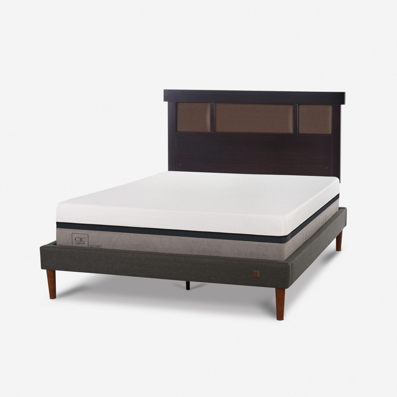 Cama Europea Curve 2 Plazas Balance + Respaldo Dubl&iacute;n Chocolate