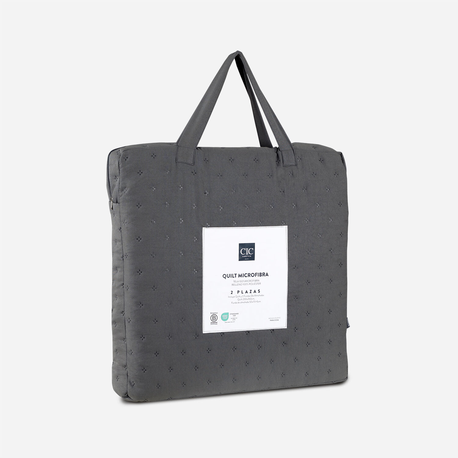 Quilt 2 Plazas Microfibra Gris
