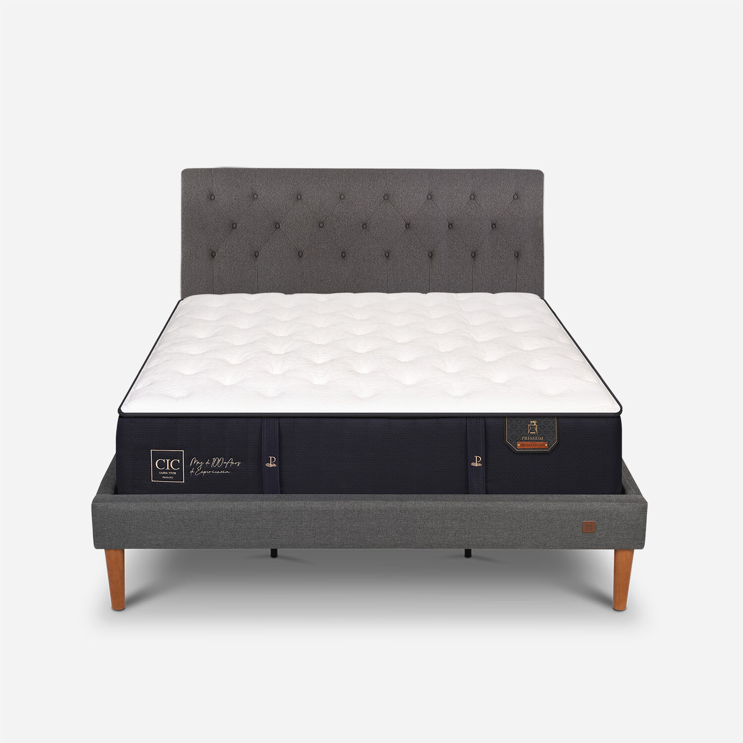 Cama Europea Curve King Premium + Respaldo Kavery