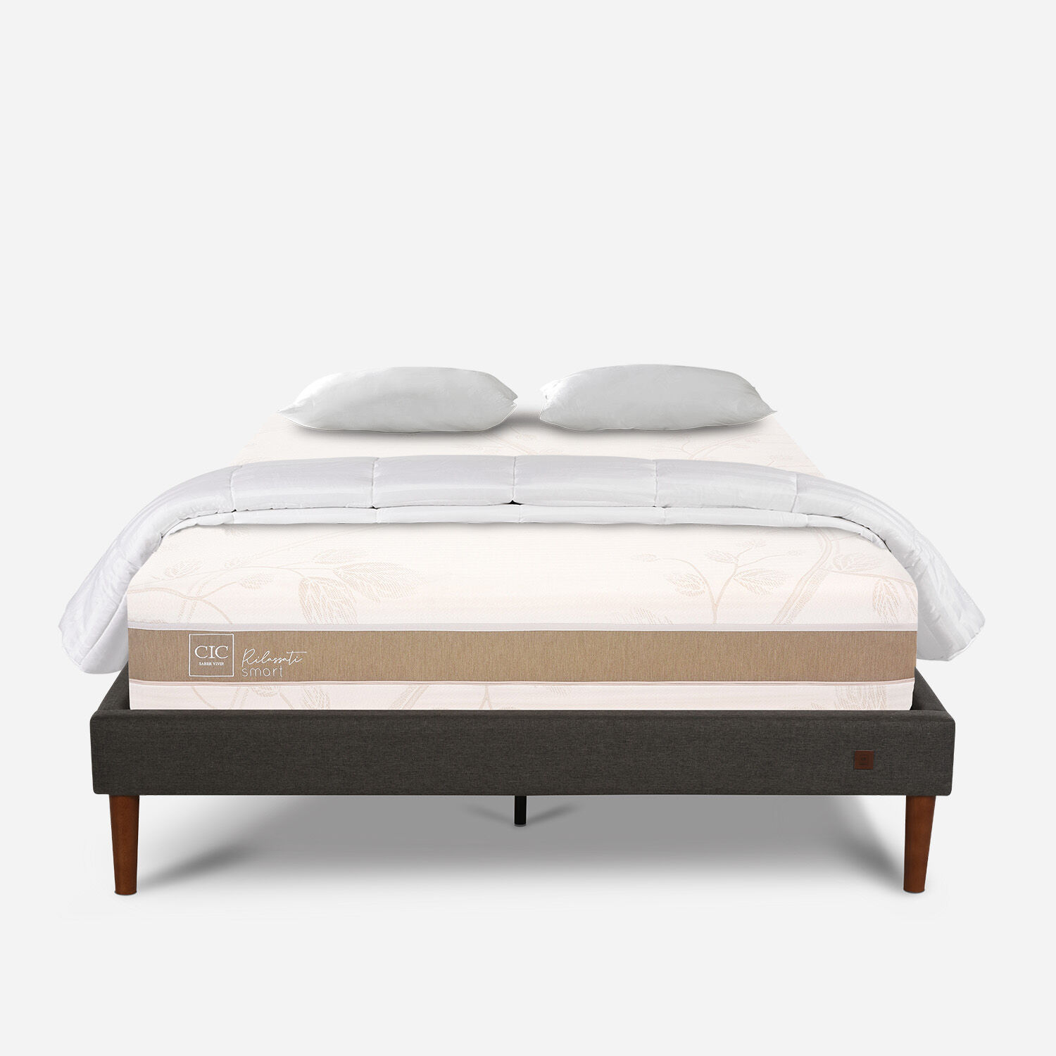 Cama Europea Curve 2 Plazas Rilassati Infinity + Almohadas + Plum&oacute;n
