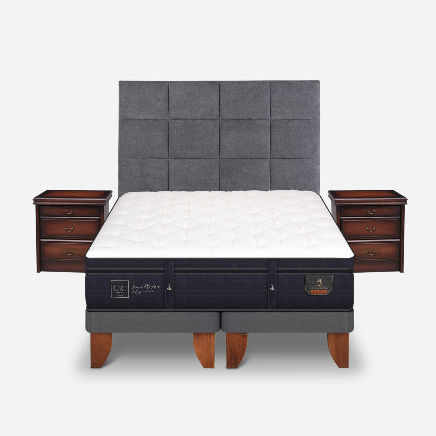 Cama Europea 2 Plazas Super Premium Base Dividida + Set Támesis
