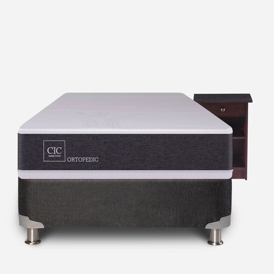 Box Spring 1 Plaza Ortopedic 5 Zonas + Velado Dublín Choc