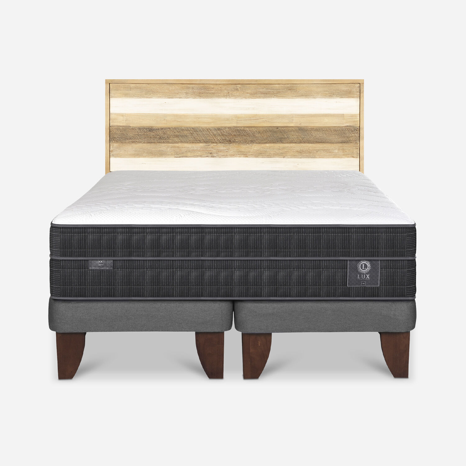 Cama Europea 2 Plazas Lux Base Dividida + Respaldo Loira