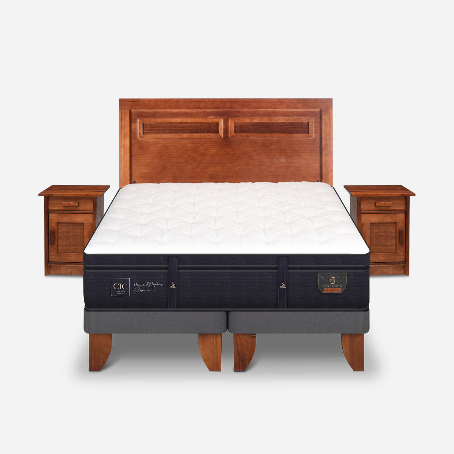 Cama Europea King Super Premium + Set Mil&aacute;n Caramel