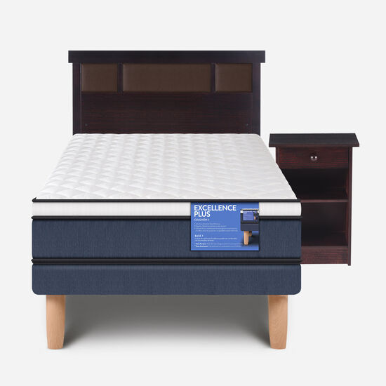 Cama Europea 1 Plaza Excellence Plus + Set Dublín Choc