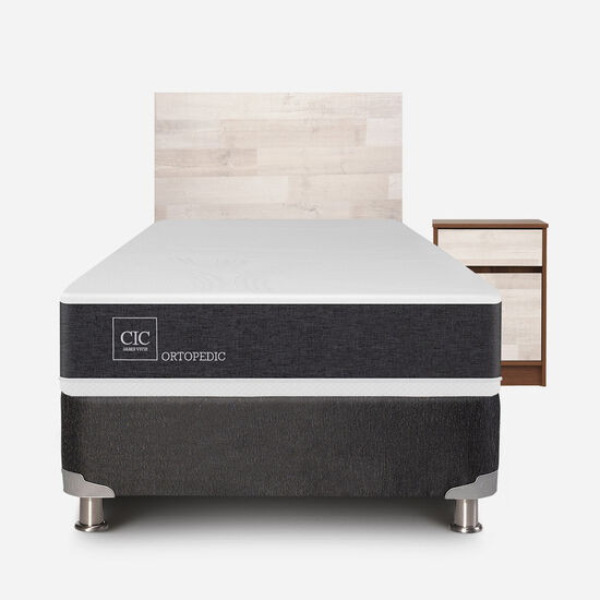 Box Spring 1.5 Plazas Ortopedic 5 Zonas + Set Legno