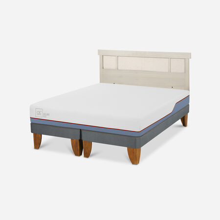 Cama Europea 2 Plazas Excellence Plus Base Dividida + Respaldo Dublín Alpino