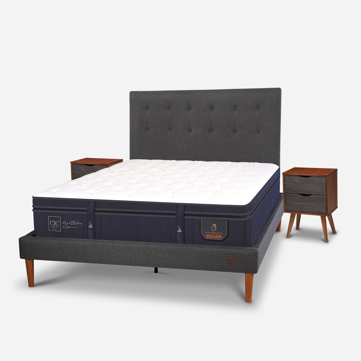 Cama Europea Curve 2 Plazas Super Premium + Set Éufrates
