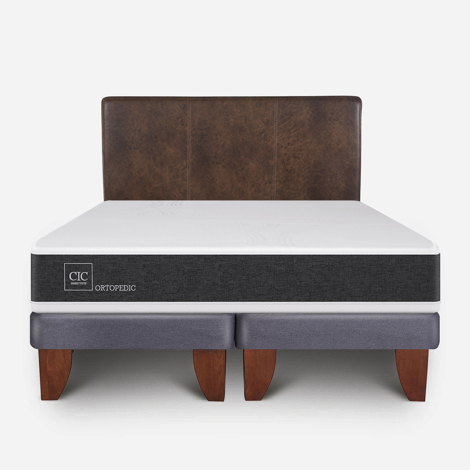 Cama Europea 2 Plazas Ortopedic Base Dividida + Respaldo Baker