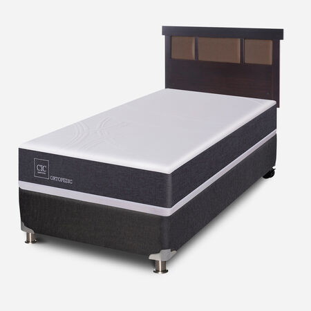Box Spring 1 Plaza Ortopedic 5 Zonas + Respaldo Dublín Chocolate