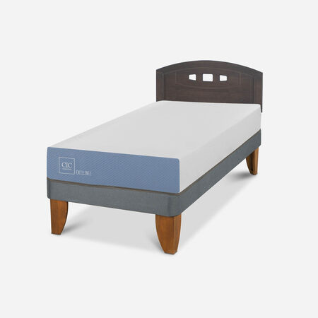 Cama Europea 1 Plaza Excellence + Respaldo Gales Gris