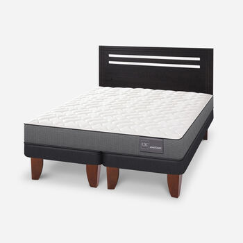 Cama Europea 2 Plazas Anatomic Base Dividida + Respaldo Múnich Negro