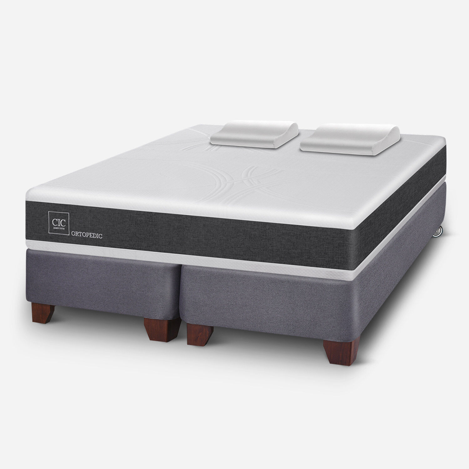 Box Spring King Ortopedic + Almohadas Viscoel&aacute;sticas