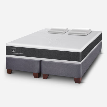 Box Spring King Ortopedic + Almohadas Viscoel&aacute;sticas