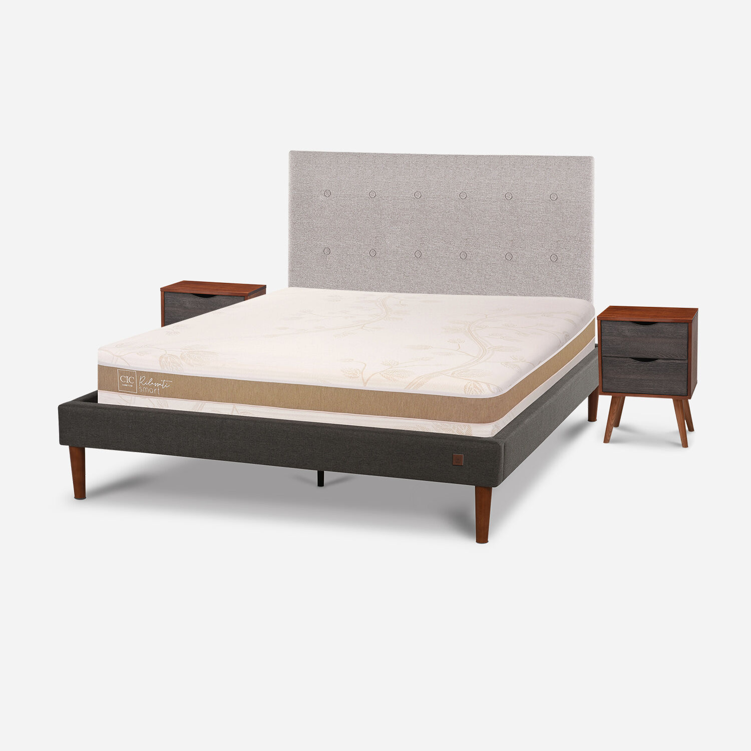 Cama Europea Curve 2 Plazas Rilassati Infinity + Set Tigris