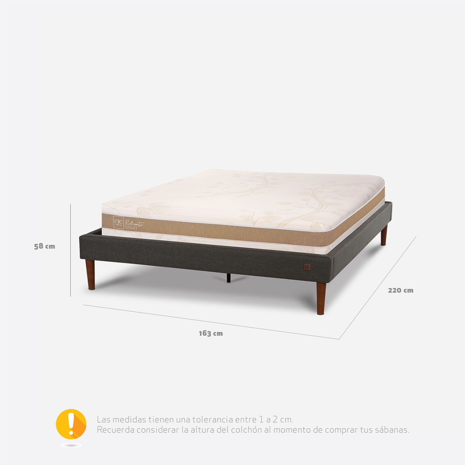 Cama Europea Curve 2 Plazas Rilassati Infinity 