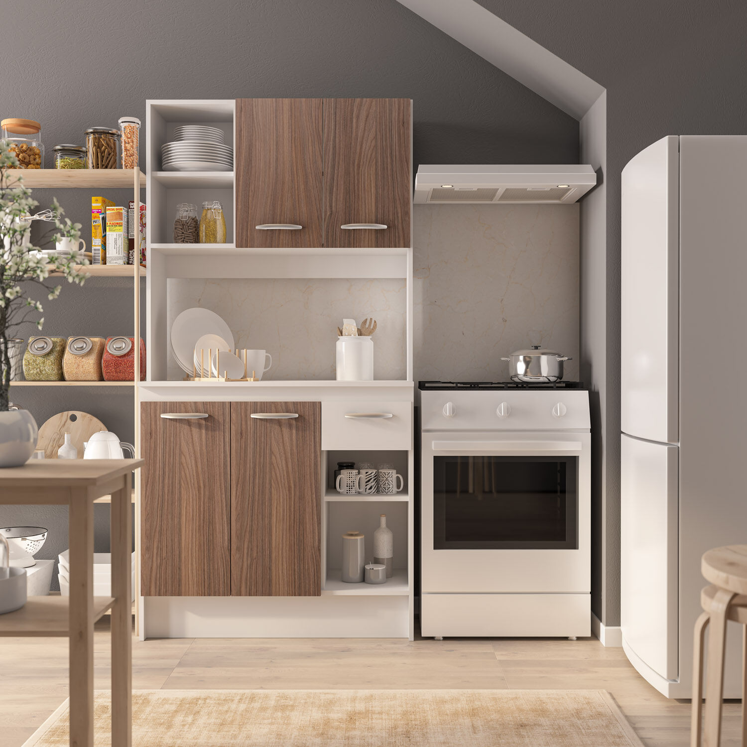 Mueble de Cocina 4 Puertas 1 Caj&oacute;n Sof&iacute;a 90x180x39 Cm