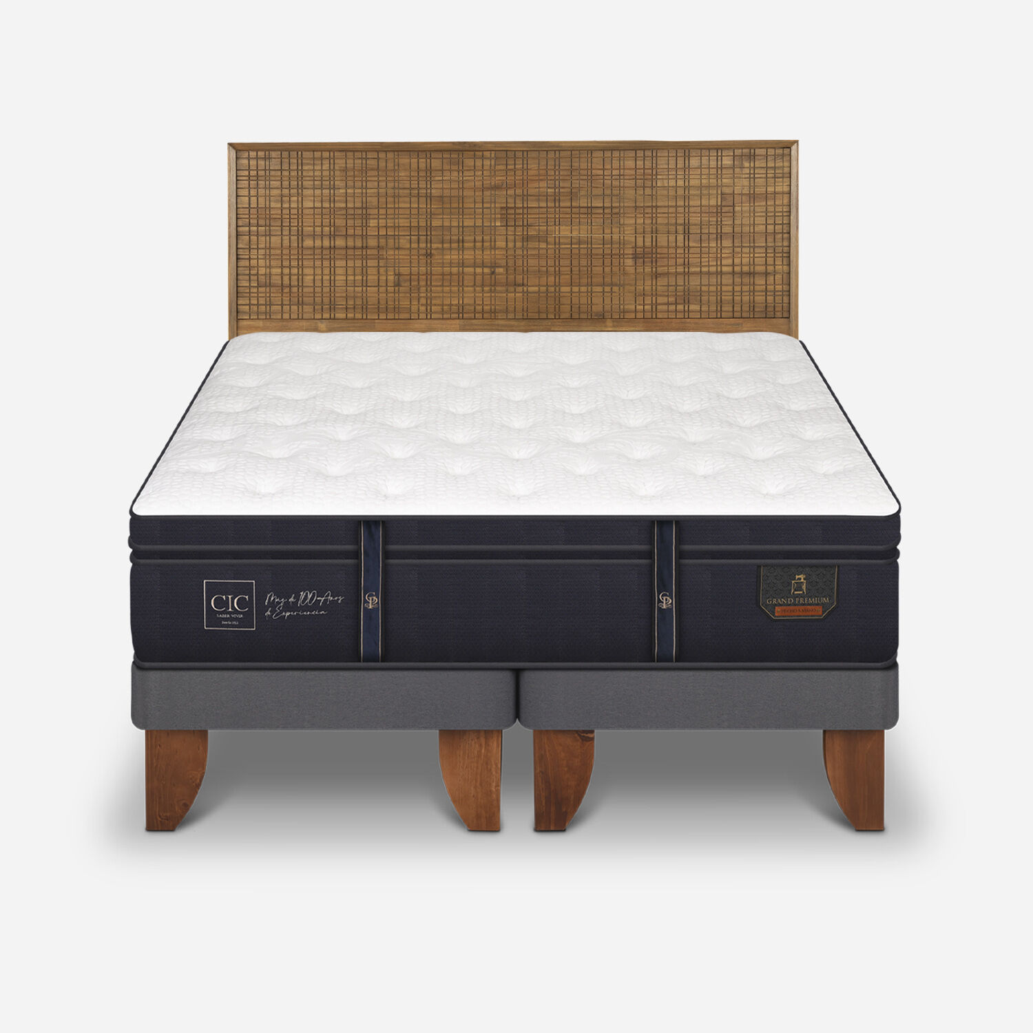 Cama Europea 2 Plazas Grand Premium + Respaldo Adria