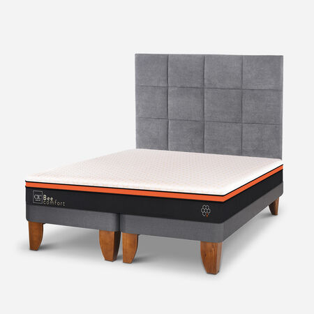 Cama Europea 2 Plazas Bee Comfort Base Dividida + Respaldo T&aacute;mesis