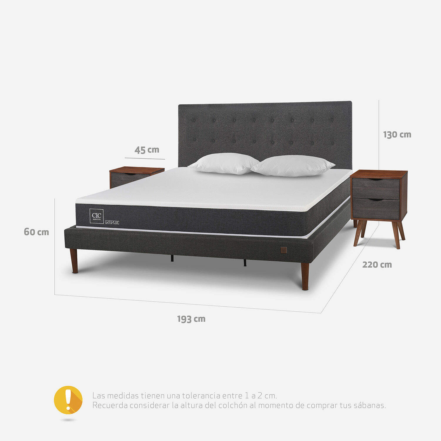 Cama Europea Curve King Ortopedic + Set &Eacute;ufrates + Almohada