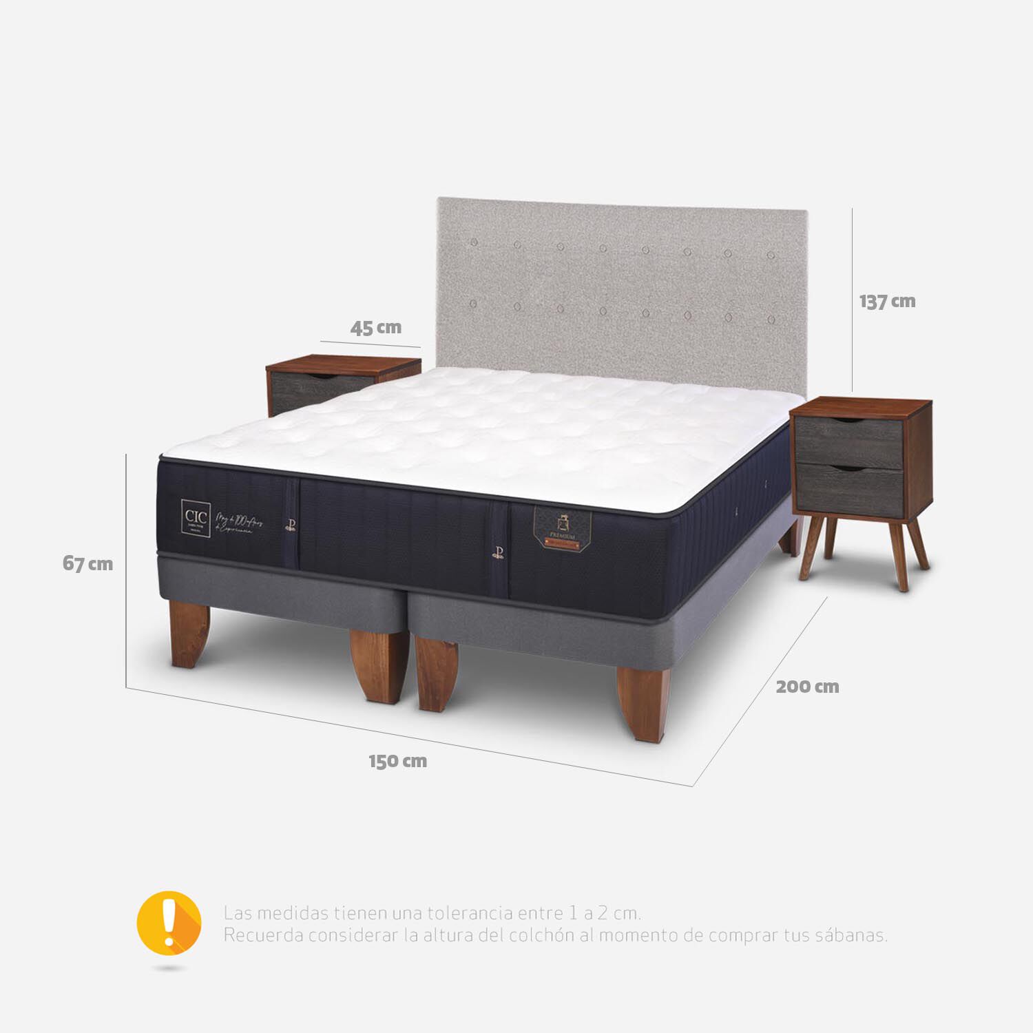 Cama Europea 2 Plazas Premium Base Dividida + Set Tigris