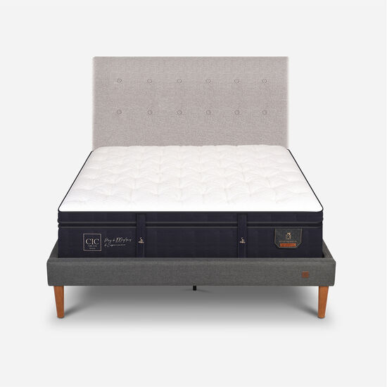 Cama Europea Curve 2 Plazas Super Premium + Respaldo Tigris