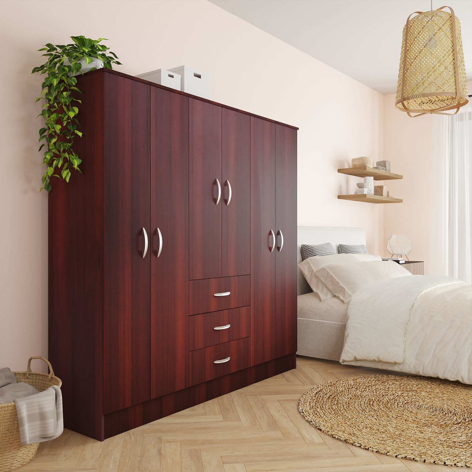 Cl&oacute;set 6 Puertas 3 Cajones Maipo Chocolate