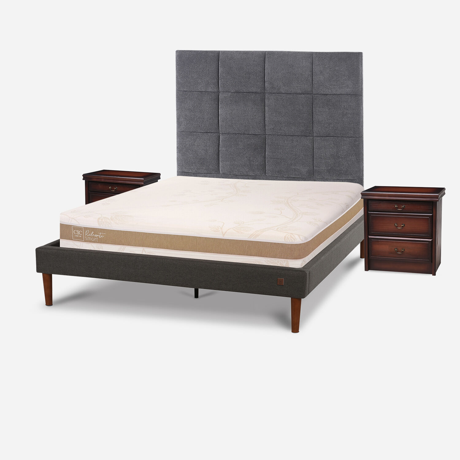 Cama Europea Curve 2 Plazas Rilassati Smart + Set Támesis