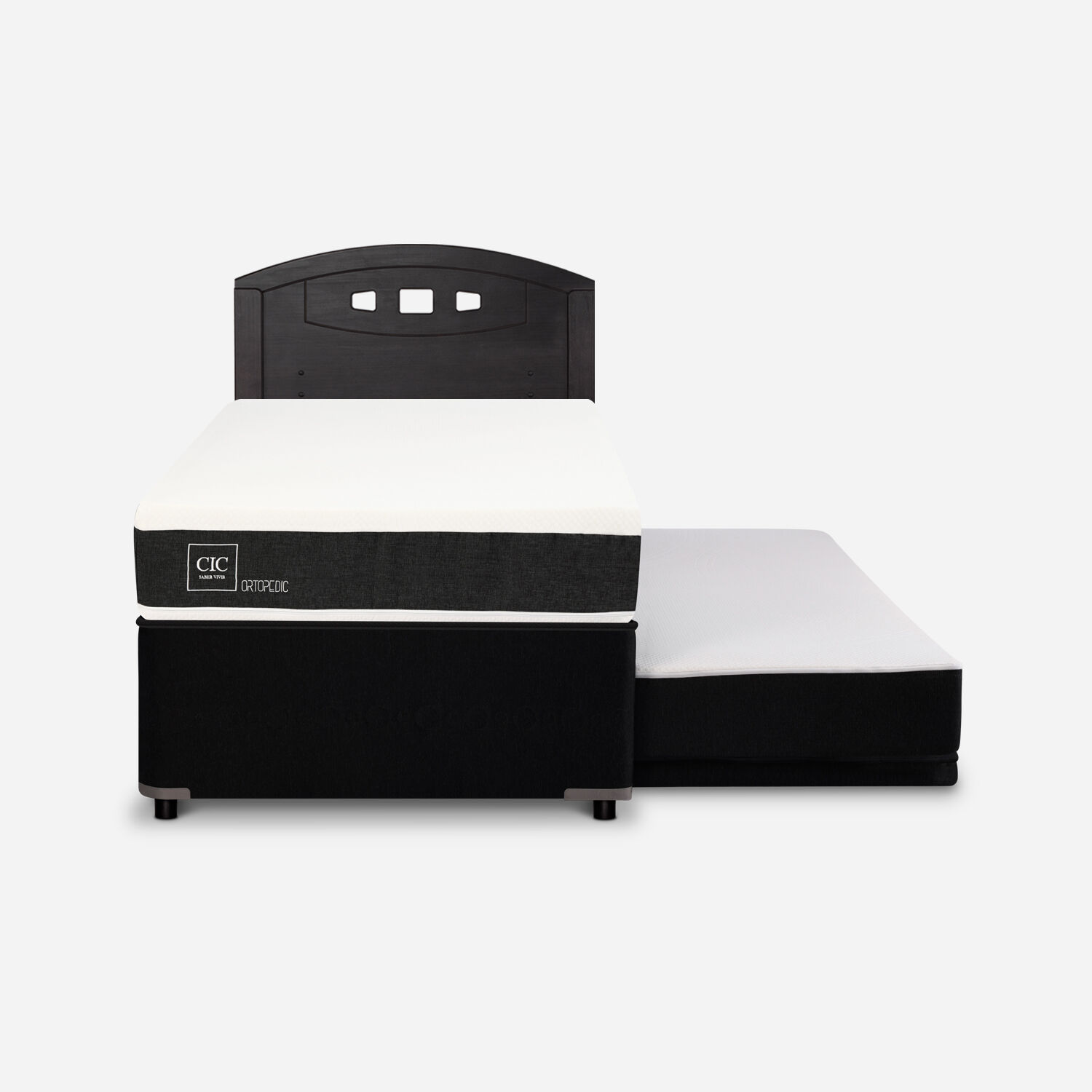 Cama Nido Div&aacute;n Ortopedic + Respaldo Gales Negro