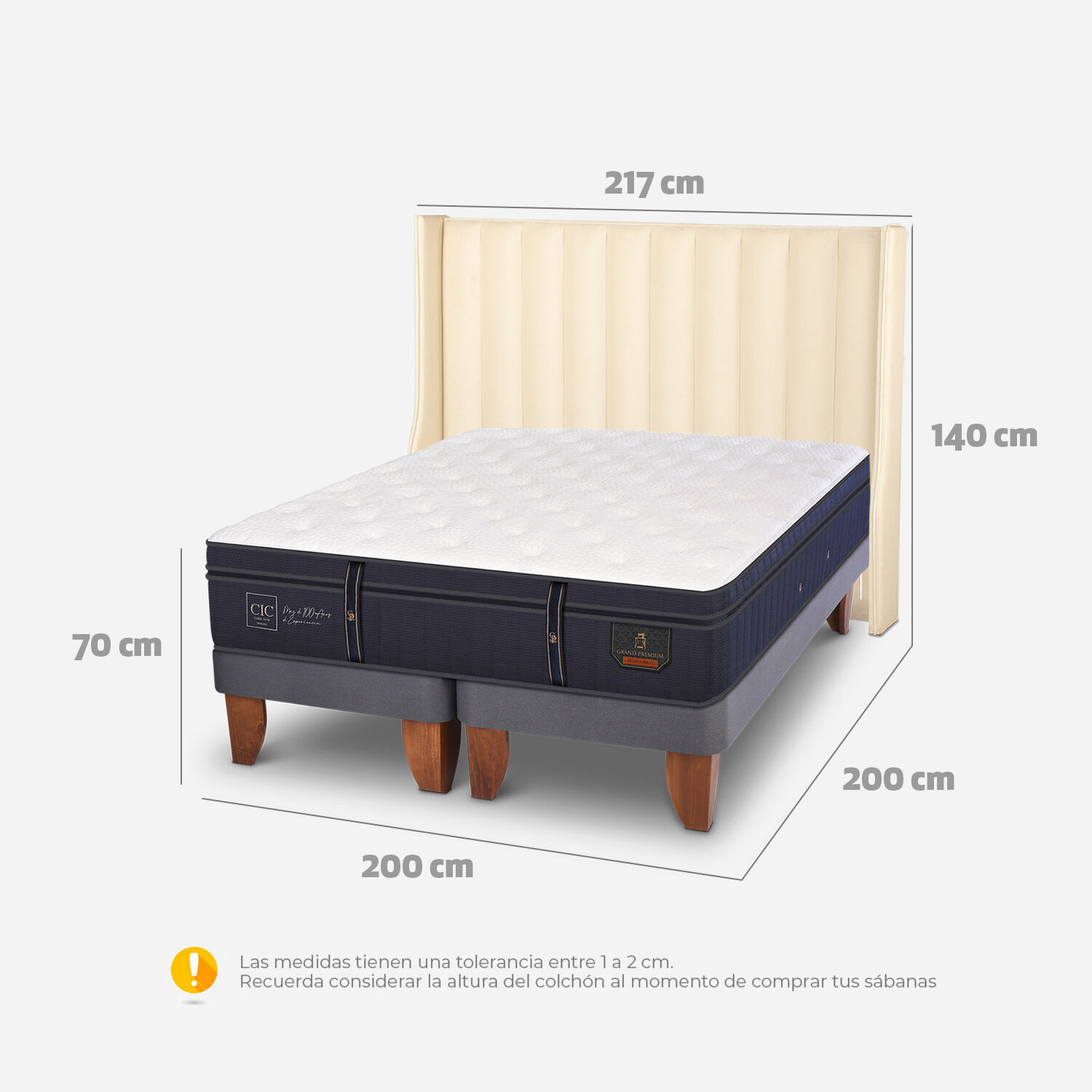 Cama Europea Super King Grand Premium + Respaldo Panaro
