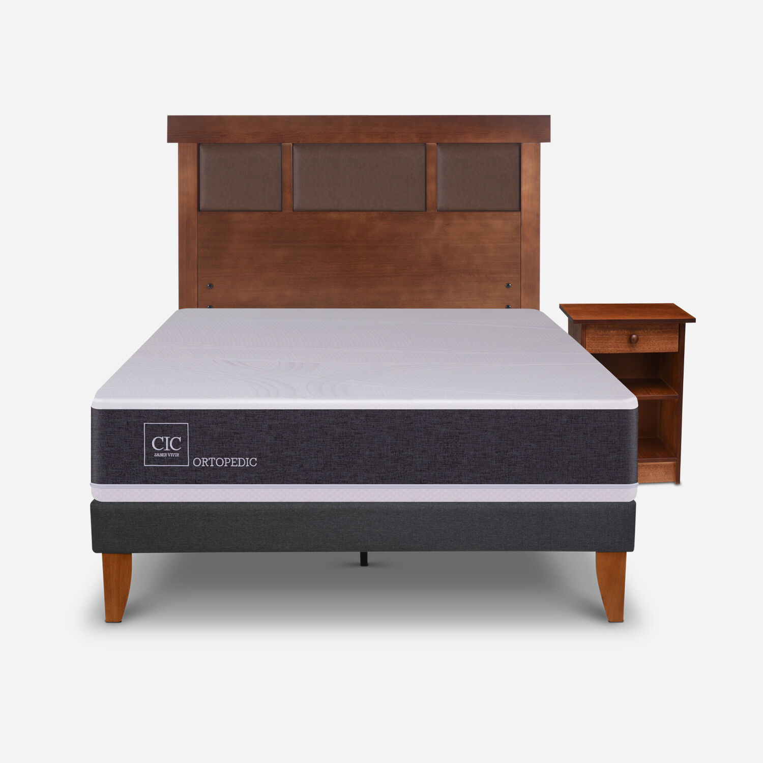Cama Europea Curve 1,5 Plazas Ortopedic + Set Dubl&iacute;n Caramel