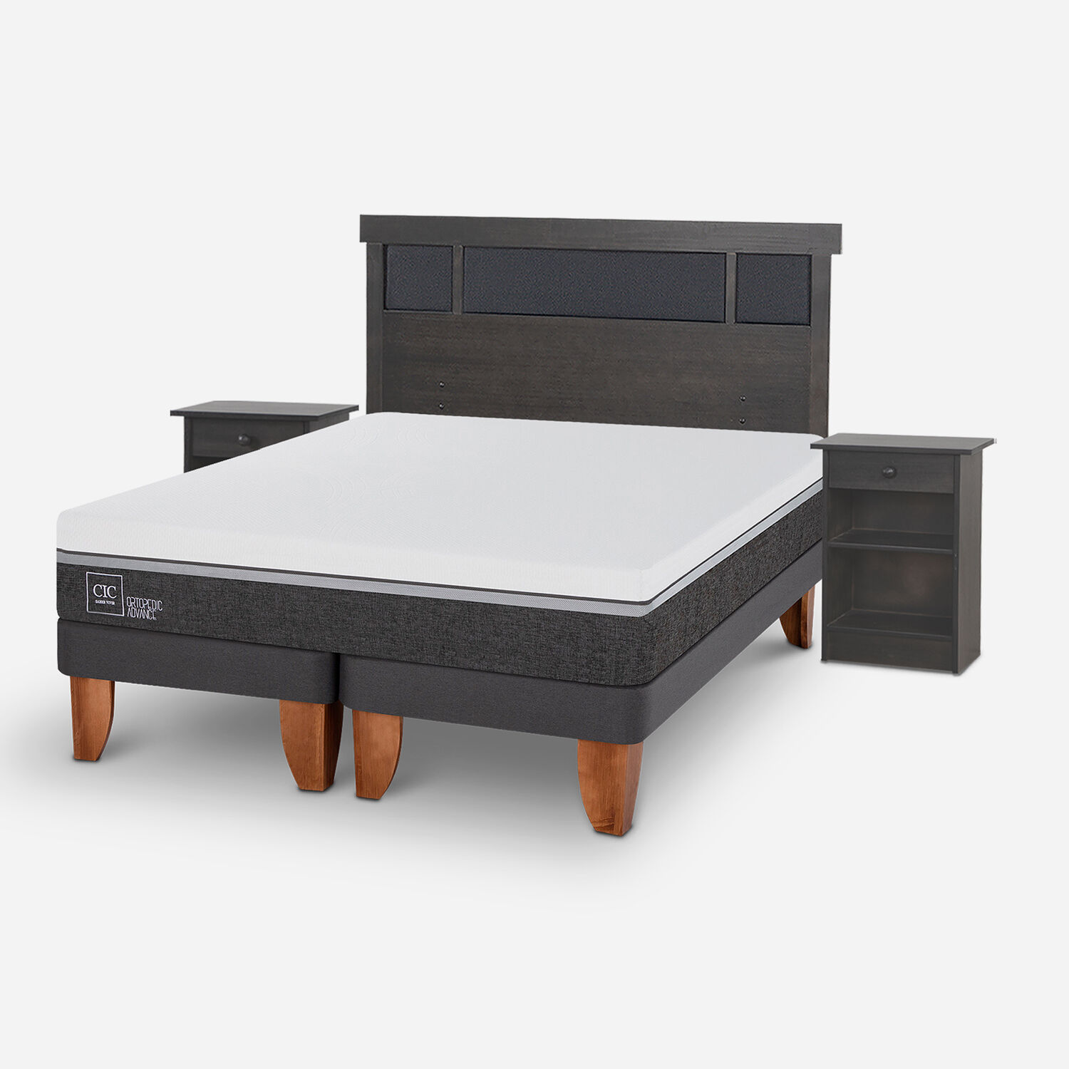 Cama Europea King Ortopedic Advance Set Dublín Gris