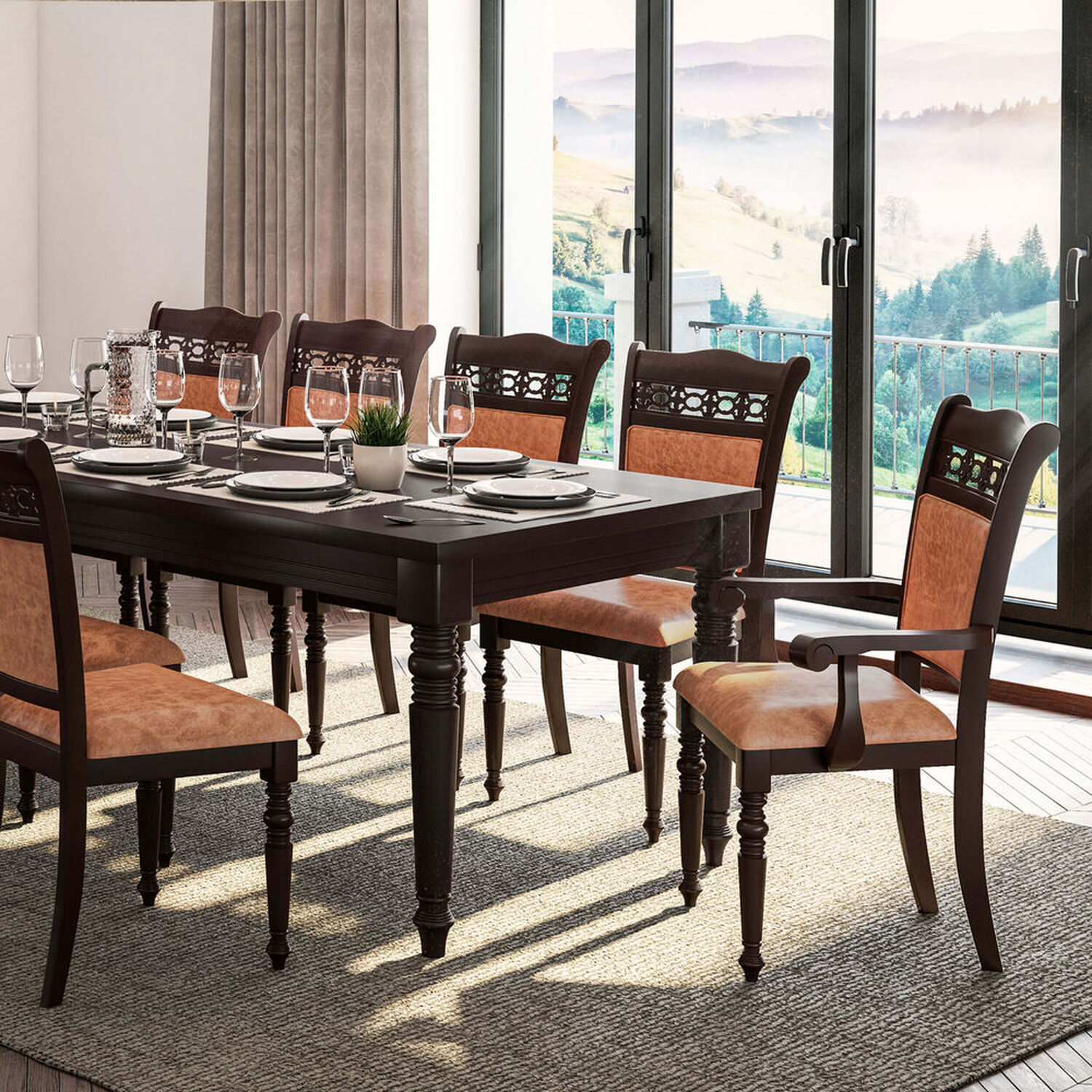 Comedor 4 Sillas 2 Sitiales Le Blanc / Mesa con Extensión