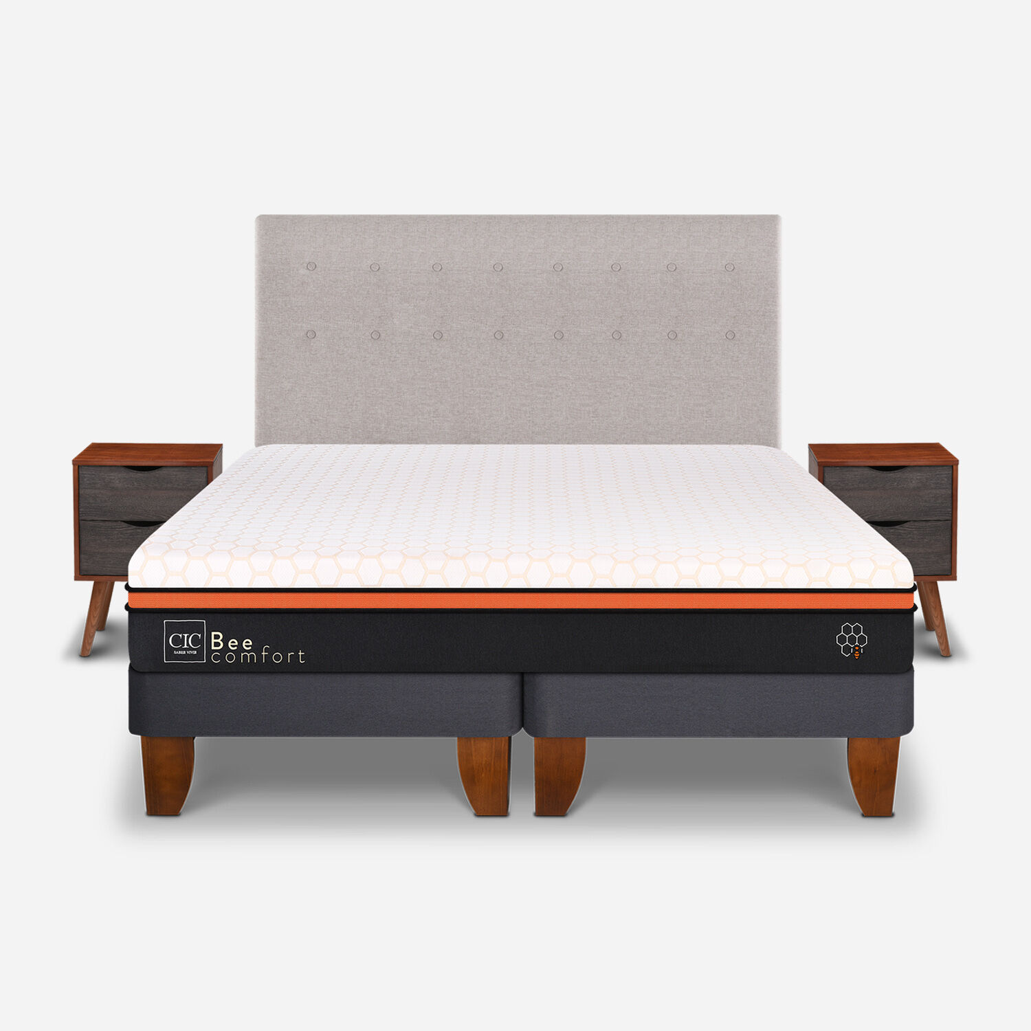 Cama Europea King Bee Comfort + Set Tigris