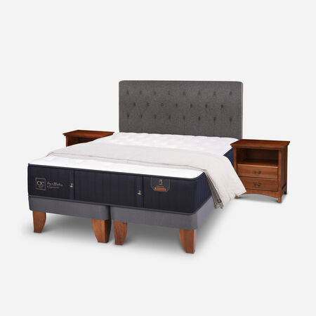 Cama Europea King Premium + Set Kaveri + Plum&oacute;n 15% Pluma de Ganso