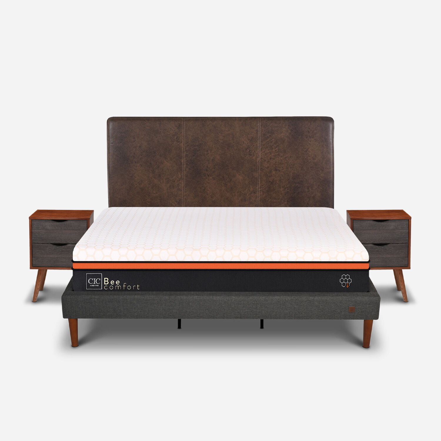 Cama Europea Curve King Bee Comfort + Set Baker