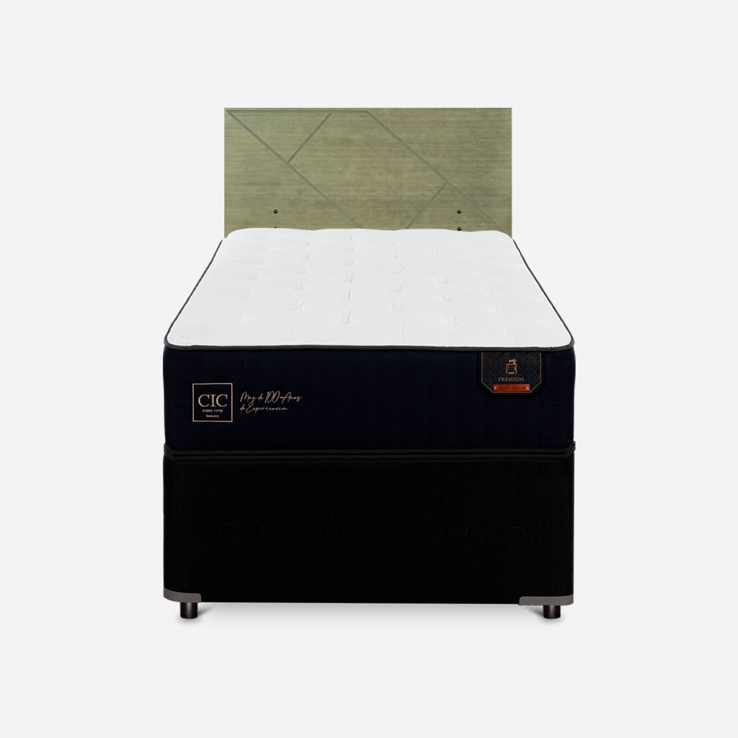 Cama Nido Diván Premium + Respaldo Villarrica Olivo