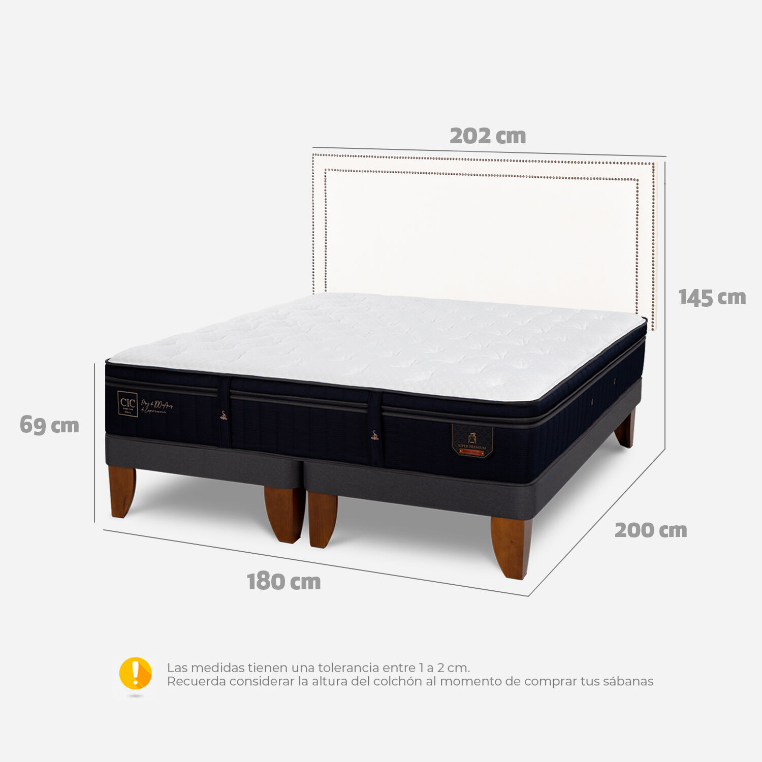 Cama Europea King Super Premium + Respaldo Danubio