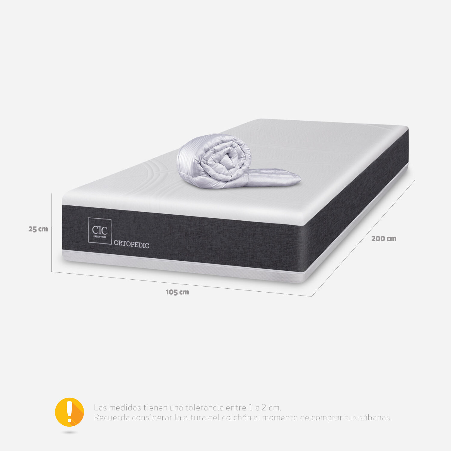 Colch&oacute;n 1 Plaza Ortopedic 90x190 + Plum&oacute;n