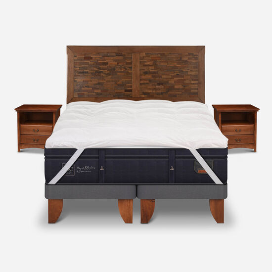 Cama Europea 2 Plazas Base Dividida Super Premium + Set Antique + Topper